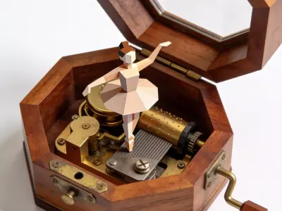 The Clockwork Dancer Realistic Low-Poly Music Box 3D Model Low-poly 3D model