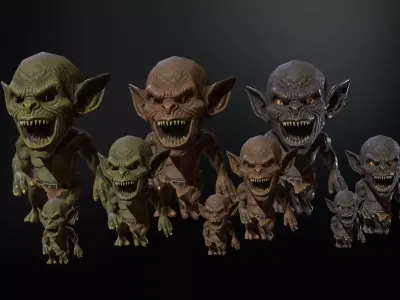 MiniMonster4Pack1 Low-poly 3D model