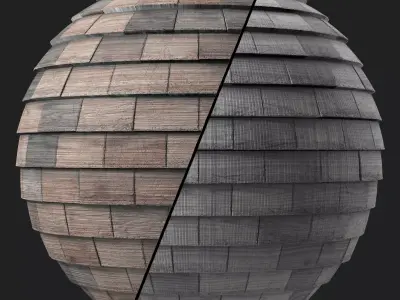 Roof Tile Materials 79- Wooden Roofing Sbsar Seamless Texture