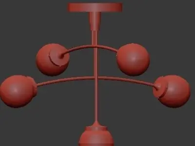 Untitled four light brass ceiling fixture with balls 3D model