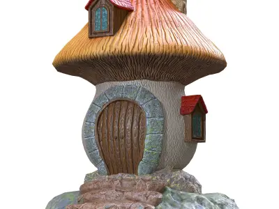 Mushroom Fantasy House Low-poly 3D model