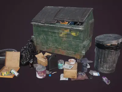 Street Garbage Low-poly 3D model