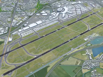 Dusseldorf Airport 10km Low-poly 3D model