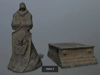 statue set and box 3D Model Pack