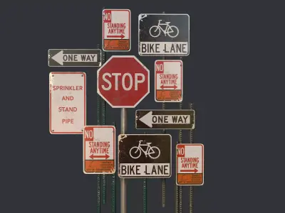 Traffic Sign Used Low-poly 3D model