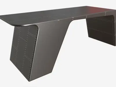 Metal Desk with Drawer 02 3D model