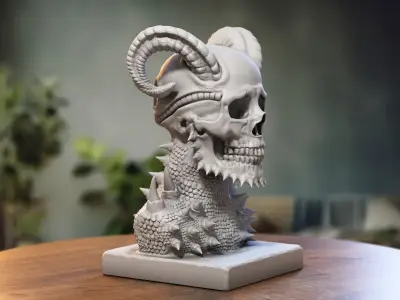 Skull robot demon dragon bust Cyborg skull dragon bust 3D print model
