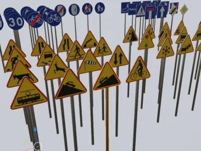 Road Sign Pack - Basic Poland Low-poly 3D model
