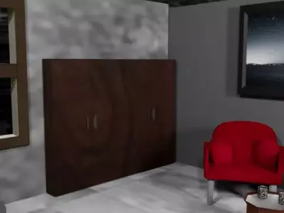 3D Bedroom Scene  Furniture and Interior Set 3D model