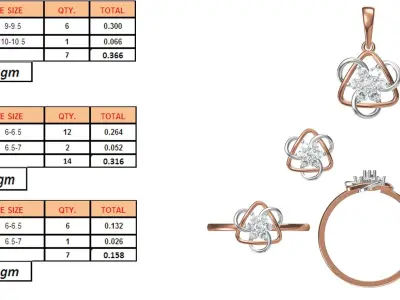 Light wt Ring Earrings Pendant set stl jcd 1-render details 3D print model 11