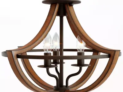 Montana Rustic Semi Flush Ceiling Light 3D model