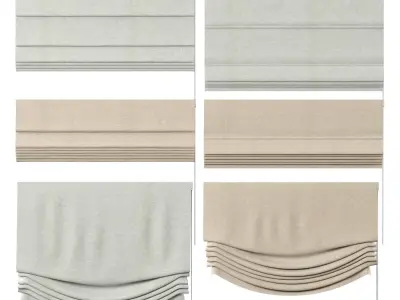 Roman Curtains 14 Five Types Corona 3D model