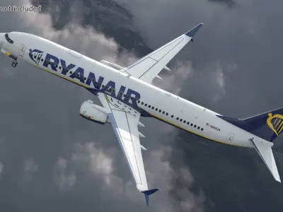  Ryanair Boeing 737-900 with Interior and Doors Rigged for Cinema 4D 