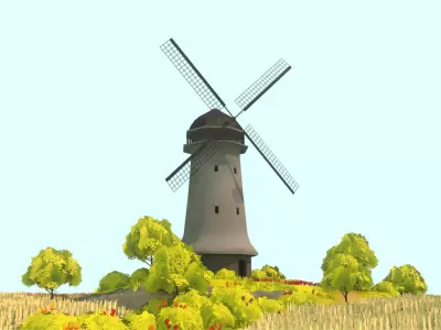 Windmill - Hand Painted Low-poly 3D model