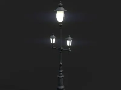 Triple Lamp Post 2 Low-poly 3D model