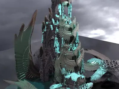 Floating Angel monolith Sci-fi Hive Heavens Extended Kit bash 3D model