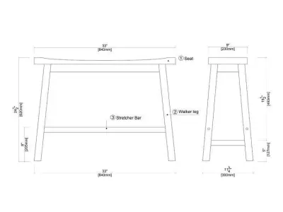 Wes Wood Bench 3D model