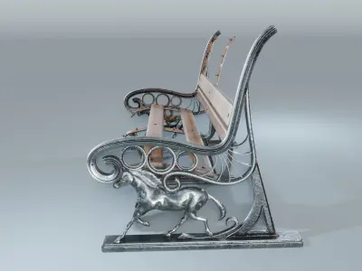 Park Bench Low-poly 3D model 5