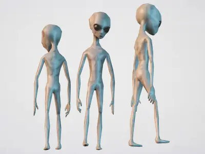 Alien Grey Low-poly 3D model