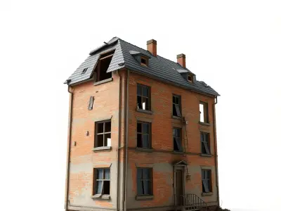 Abandoned Brick House Model Pack with Detailed Textures Low-poly 3D model