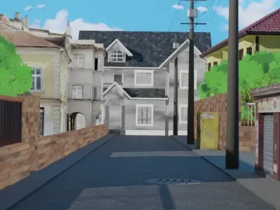 Anime background city landscape 3D model