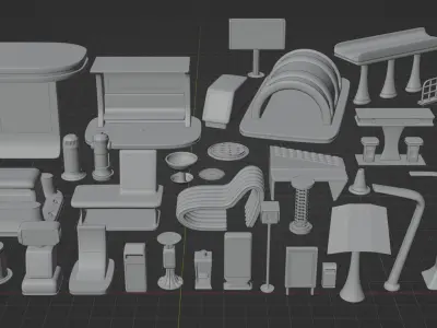 3D Pack Of Futuristic Street Assets 3D model