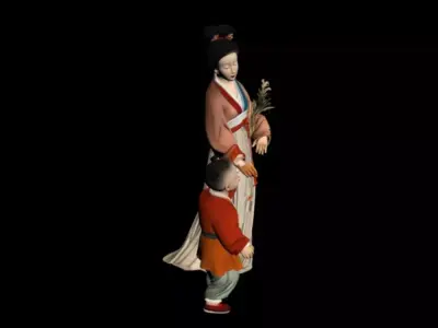 Abstract Tang Song Street Scene Mother and Child 3D model