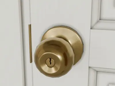 Wooden white door Low-poly 3D model