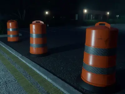 Orange Traffic Barrel 3D model