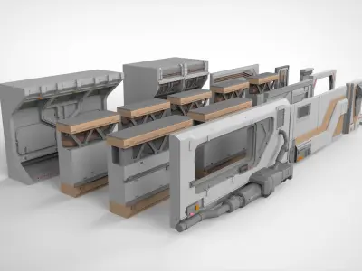 sci-fi Architecture kitbash 5 3D model