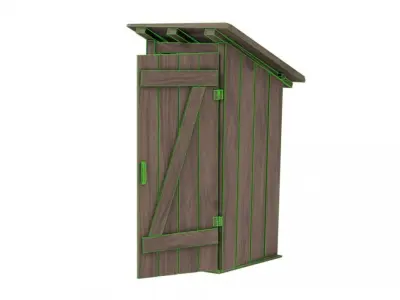 Old Wooden Outdoor Toilet Low-poly 3D model