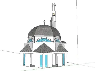 Architecture-Religion-God-Culture-Temple-069 church with cros... 3D model