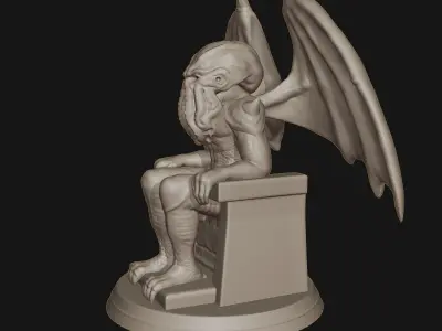 Cthulhu statue of demon with wings 3D print model