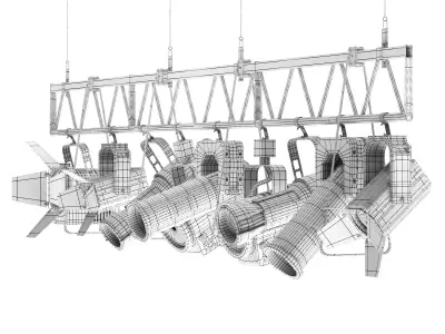 Soft theatre farm with lighting equipment Low-poly 3D model