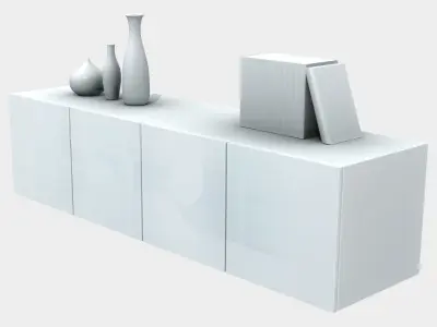 Modern White Wall Hanging Press Decor Low-poly 3D model