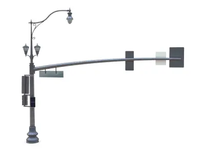 Street Light With Traffic Light 05 Low-poly 3D model