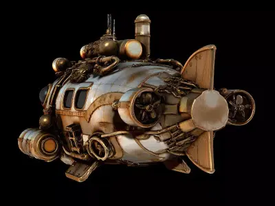 Steampunk Submarine Brass Deep Sea Explorer Game 3D print model