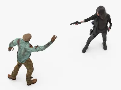  Survivor Girl Against Zombie 