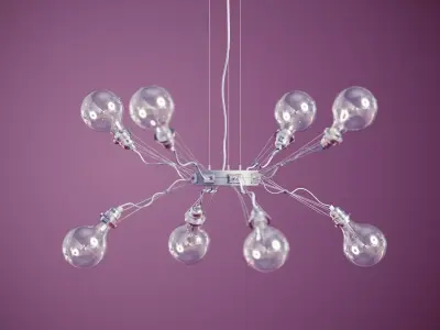 Matrix 8 chandelier with glass balls hanging from it 3D model