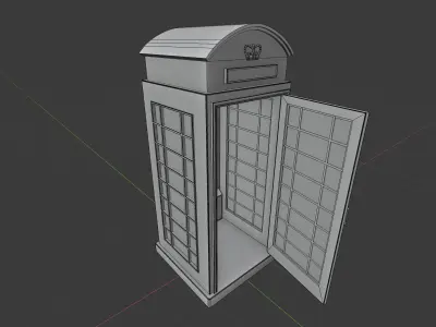 UK Telephone Booth Low-poly 3D model