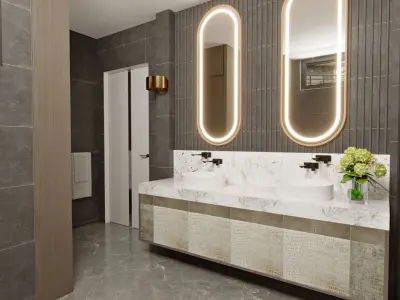 Grey bathroom interior Scene  3D model