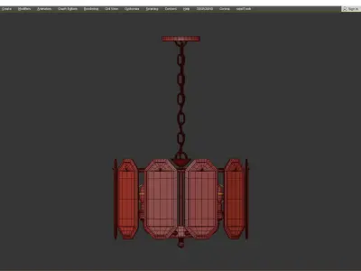 5 Light Polished Brass Interior Chandelier Low-poly 3D model