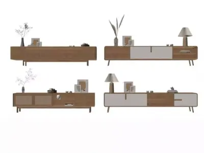 Nordic-style TV cabinet Low-poly 3D model