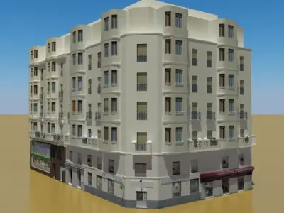 Building apartment with roof 3D model