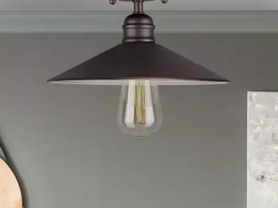 Crewe Light Simple Cone Semi Flush Mount  -  2 Colour 3D model