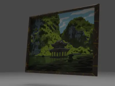 TempleTable tall wall with door Low-poly 3D model