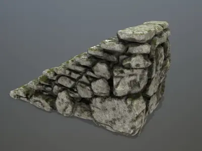 stairs stone wall Low-poly 3D model