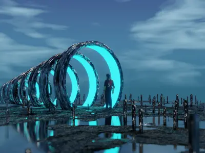 3d model Sci-fi teleportation portal for asset game 3D model