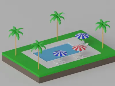 Cartoon Swimming Pool 3D model