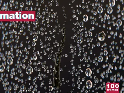 Water Dripping on Window Glass  100 Frame Baked VFX Simulation Low-poly 3D model